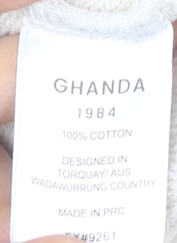 Ghanda Womens Ivory Cotton Pullover Sweatshirt Size 12