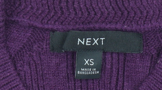 Next Womens Purple Striped Crew Neck Pullover Jumper XS