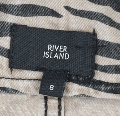 River Island Women’s Beige Animal Print Pinafore Dress Size 8