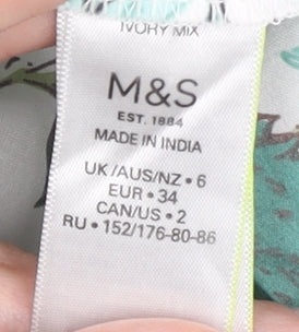 Marks & Spencer Womens Ivory Floral Cotton Tunic Blouse Size 6