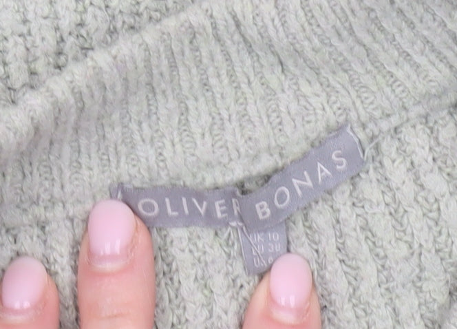 Oliver Bonas Womens Grey Size 10 Crew Neck Button Jumper