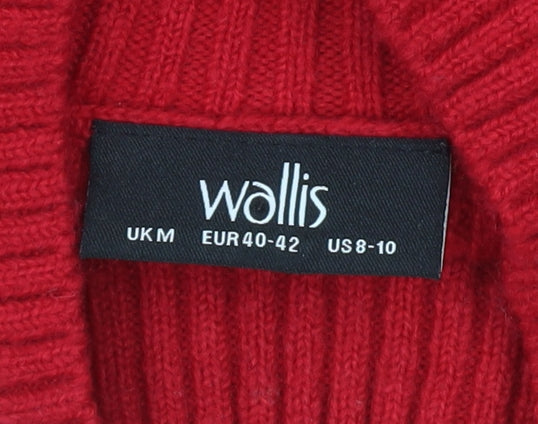 Wallis Women’s Red Mock Neck Ribbed Knit Jumper Size M
