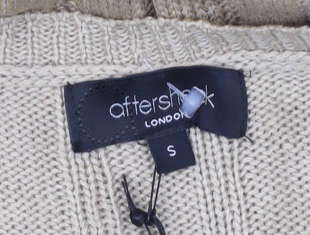 Aftershock London Women’s Gold Short Jumper Dress Size S Scoop Neck