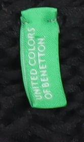 United Colors of Benetton Women's Black Chunky Knit Pullover Jumper Size M
