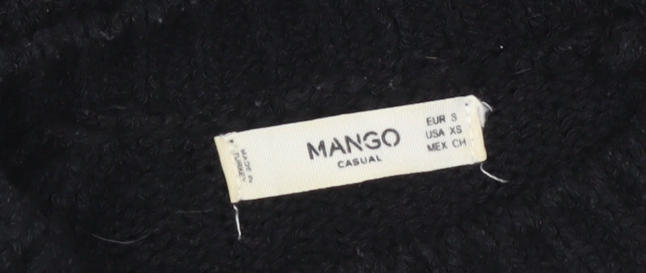 Mango Women’s Black Chunky Knit Jumper Size 8 Crew Neck Pullover