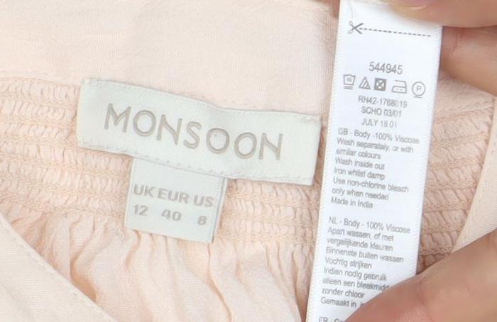 Monsoon Women’s Beige Long Sleeve Tunic Blouse Size 12 Viscose