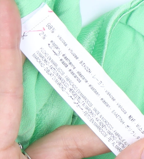 Zara Women Green Halter Neck Long Slip Dress Size 2 Viscose