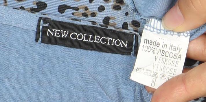 New Collection Women’s Blue Animal Print Viscose Blouse Size 8