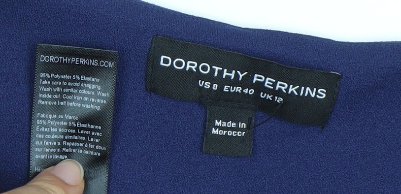Dorothy Perkins Women’s Blue Size 12 Sheath Ruffle Dress