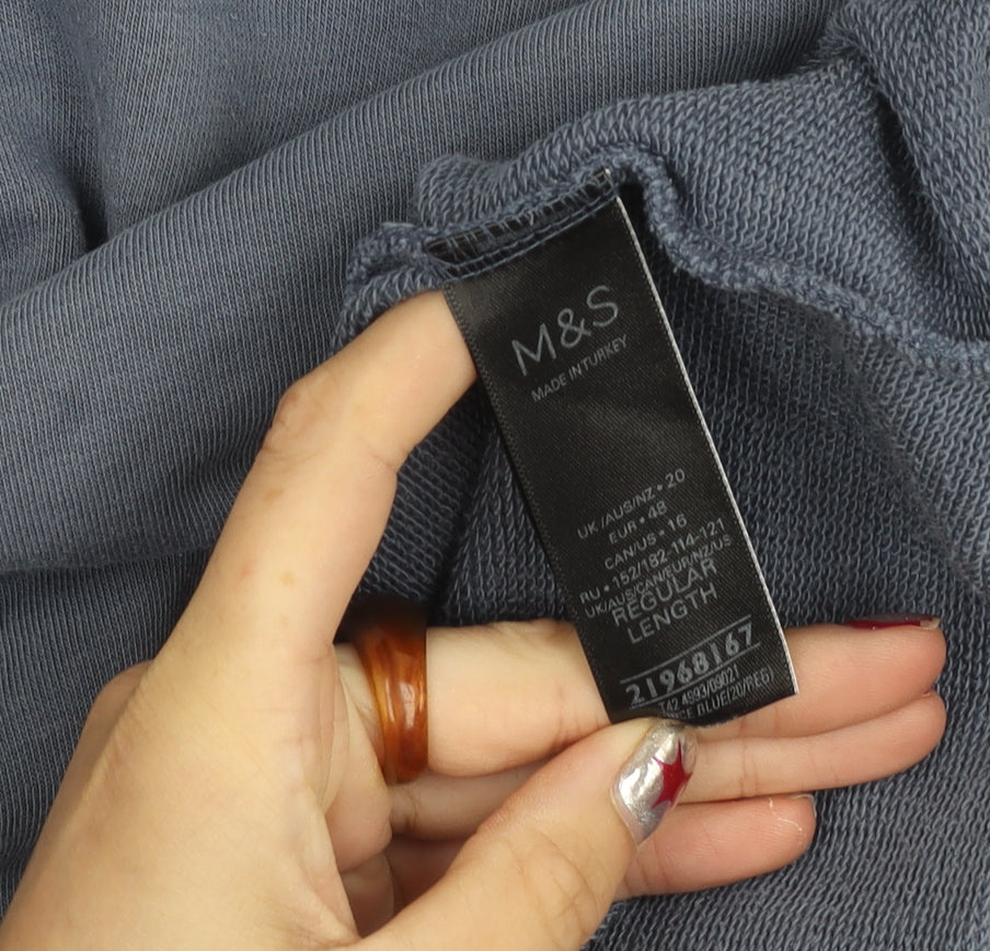 Marks & Spencer Women Blue Size 20 Mock Neck Zip T-Shirt