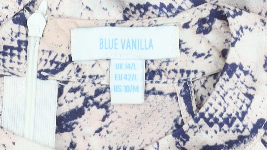 Blue Vanilla Womens Pink Blue Animal Print Sleeveless Midi Dress UK 14