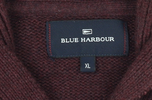 Marks & Spencer Mens Red XL Collared Cotton Pullover Jumper