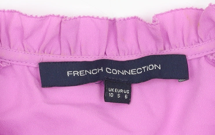 French Connection Womens Pink Size 10 Tunic Blouse 3/4 Sleeve V-Neck