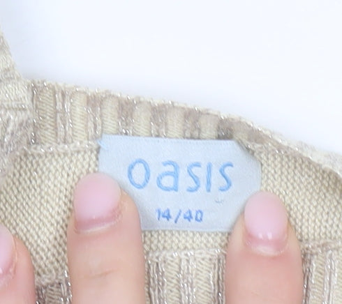 Oasis Women’s Beige Size 14 Scoop Neck Sleeveless Knit Vest Top