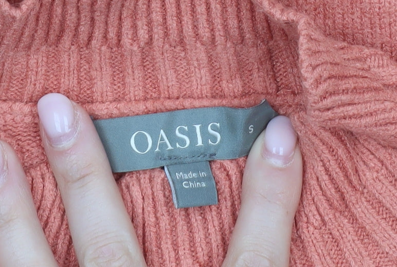Oasis Women’s Pink Mock Neck Knit Pullover Jumper Size S