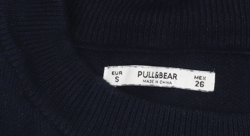Pull&Bear Womens Black Size 8 Crew Neck Button Pullover Jumper