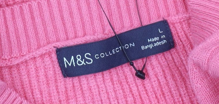 Marks & Spencer Women’s Pink Cable Knit Jumper L Regular