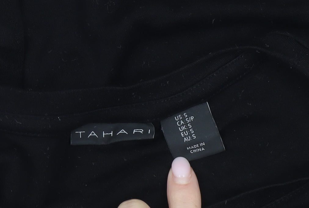 Tahari Women Black S Shift Knee Length Jersey Dress