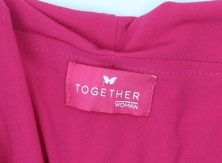 Together Women’s Pink Ruffle V-Neck Tunic Blouse Size S