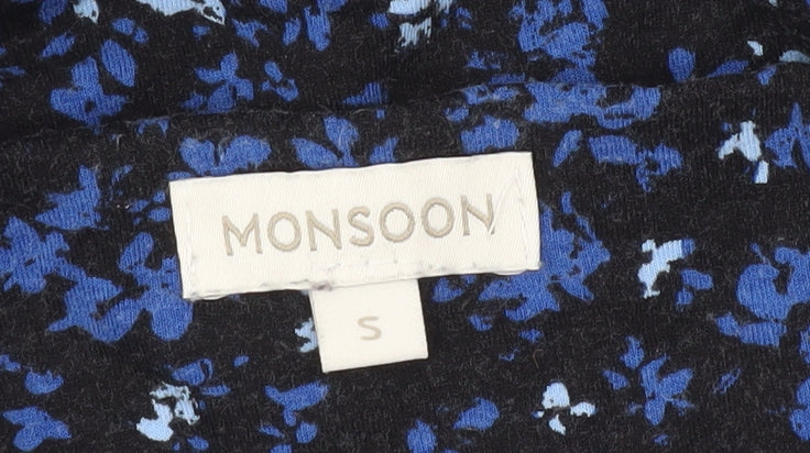Monsoon Women Blue Floral Long Sleeve Viscose Tunic Blouse S