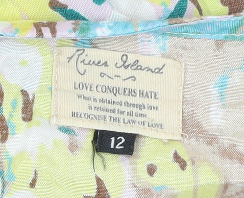 River Island Women's Multicoloured Strapless Floral Dress Size 12