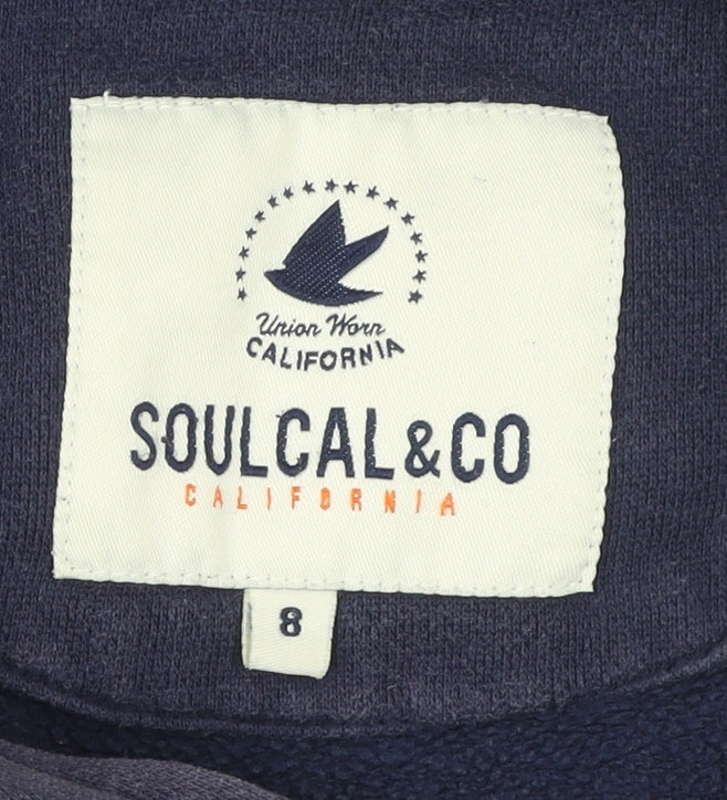 SoulCal Womens Navy Blue Full Zip Hoodie Size 8 Cotton Blend