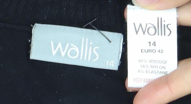 Wallis Women’s Black Scoop Neck 3/4 Sleeve Pullover Jumper Size 14