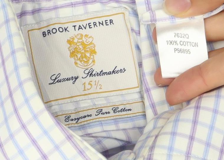 Brook Taverner Men’s Multicoloured Check Cotton Dress Shirt 15.5 Long Sleeve
