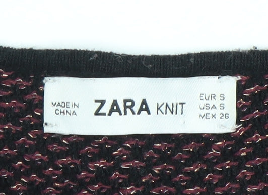 Zara Women’s Multicoloured Knit Shift Dress Size 8 Long Sleeve