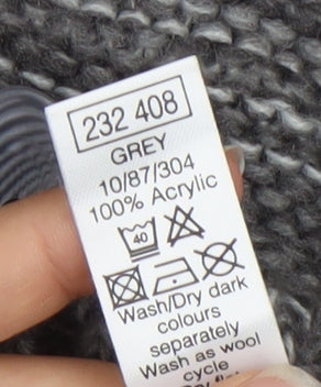 M&Co Womens Grey Cable Knit Collared Cardigan Size S