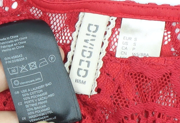 H&M Divided Women’s Red Lace Scoop Neck Long Sleeve Blouse S