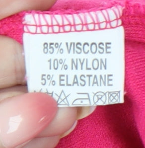 Kate Lilly Womens Pink T-Shirt Size 14 V-Neck Button Detail