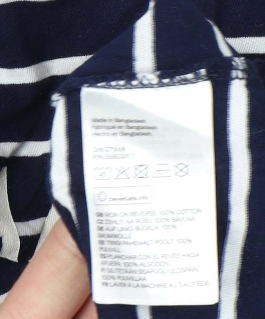 H&M Womens Blue Striped Nautical Long Sleeve Cotton T-Shirt S