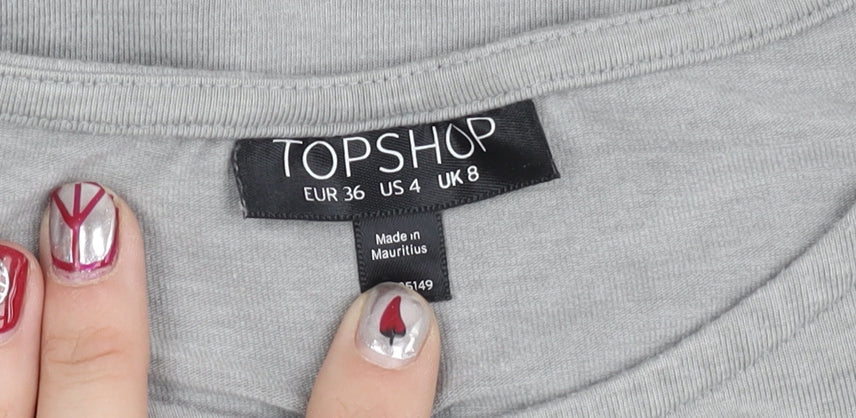 Topshop Women’s Grey Sleeveless Peplum Tunic Blouse UK 8