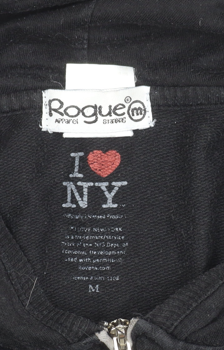 Rogue Unisex Black I Love NY Hoodie Jacket Size M Cotton Blend