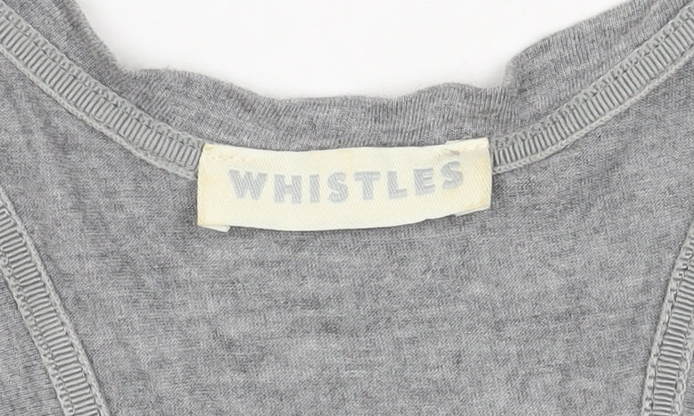Whistles Women Grey Viscose Ruffle Tank Top Size S Racerback