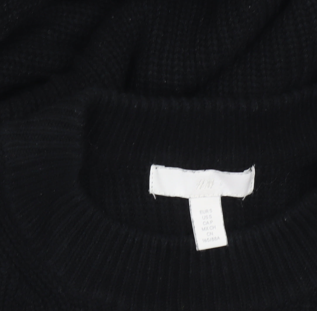 H&M Women’s Black Knit Shift Dress Size 8 Sleeveless Winter