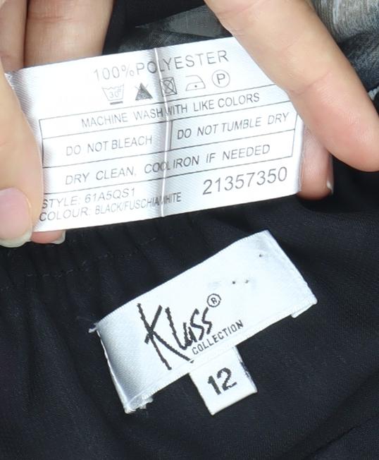 Klass Collection Women’s Black Pink Grey Abstract Slip Dress Size 12