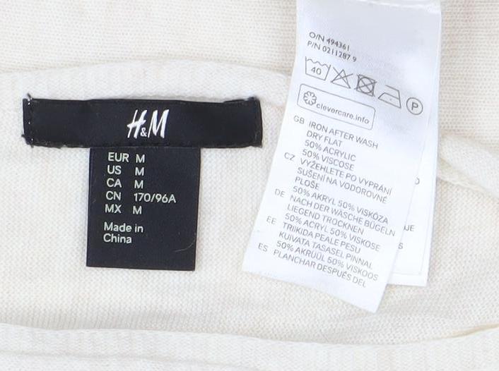 H&M Women’s Ivory Tunic Blouse Size 12 Boat Neck 3/4 Sleeve
