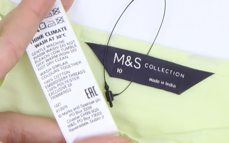 Marks & Spencer Womens Yellow Floral Embroidered Tunic Blouse Size 10