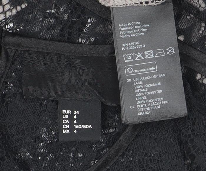 H&M Womens Black Lace Sleeveless Camisole Blouse Size 8 Party Top