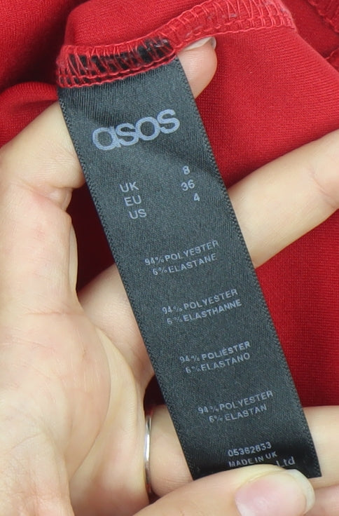 ASOS Women’s Red Sleeveless Bodycon Dress Size 8 Party Cocktail