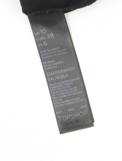 Topshop Women Black Beaded Round Neck Sleeveless Blouse Size 10