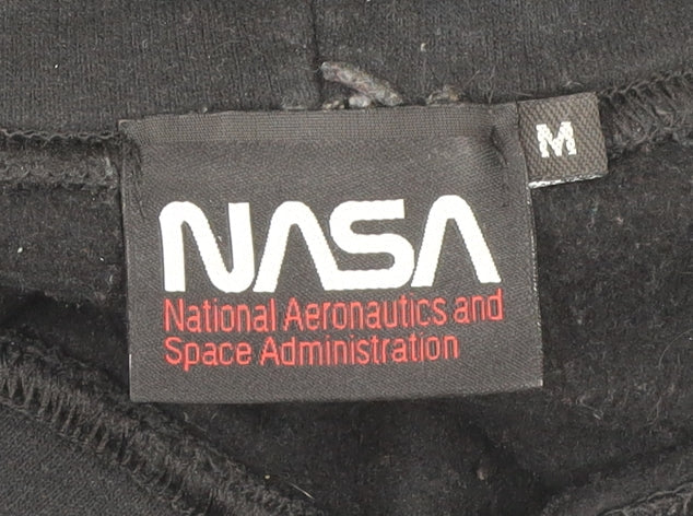 NASA Men's Black Pullover Hoodie Sweatshirt M Logo Space Graphic