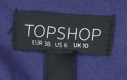 Topshop Women’s Blue Geometric A-Line Cotton Summer Dress UK 10