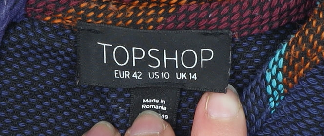 Topshop Women Multicoloured Striped Shift Dress Size 14