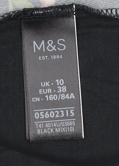 Marks and Spencer Per Una Women’s Black Floral Polka Dot Short Sleeve T-Shirt Size 10