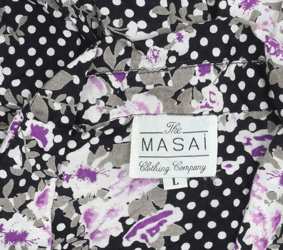 Masai Women’s Black Floral Polka Dot Viscose Tunic Blouse L