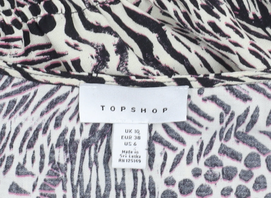 Topshop Women’s Multicoloured Animal Print Wrap Blouse UK 10