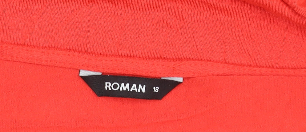 Roman Womens Red Size 18 Bell Sleeve Tunic Blouse Top
